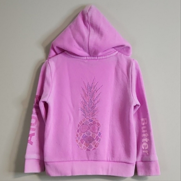 🌺🍍 BUTTER Pink "Aloha" Pineapple Hibiscus Hoodie, Size 3T ~ PRELOVED - Picture 2 of 11